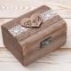 Ring Bearer Box Wedding Ring Box Ring Holder Wooden Personalized  Monogram Ring Box with Heart Rustic Weddings / R - 1