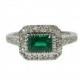 1.60tcw Colombian Emerald & Diamond Halo Engagement Ring 14k White Gold, Emerald Cut Emerald Ring, Emerald Engagement Ring Pure Gold