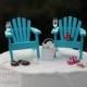 Beach Theme Wedding Cake Topper - BASIC SET with DRINKS - Classic Adirondack Chairs & Flip Flops - by Landscapes In Miniature