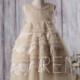 2017 Beige Junior Bridesmaid Dress, Ruffle Tulle Lace Flower Girl Dress, Long Puffy Dress, A Line Baby Tutu Dress Floor Length (HK211)