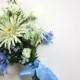 Blue Wildflower Silk Bouquet with Gerber Daisies, Summer Wedding, Spring Wedding, Outdoor Garden Wedding, Green, White, Bluebells