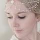Bridal boho headchain, freshwater pearl hair accessory, bridal headpiece, wedding hair jewelry, boho wedding forehead chain