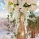 Gold Vase White Floral Wedding Reception Centerpiece