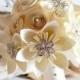 Ivory Origami & Spiral Bouquet with Brooches and Swarovski Element Crystals