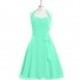 Turquoise Azazie Haley - Knee Length Halter Chiffon Back Zip Dress - Cheap Gorgeous Bridesmaids Store
