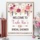 Bohemian Floral Bridal Shower Welcome Sign. Rustic Feathers. Red Pink Flowers. Boho Bridal Shower Decor. Dreamcatcher Decoration. FLO13