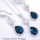 BLUE WEDDING Jewelry Set SAPPHIRE Blue Necklace and Earrings Bridal Prom Mother of the Bride Maid of Honor