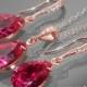 Fuchsia Rose Gold Jewelry Set Hot Pink Earrings&Necklace Bridal Set Swarovski Fuchsia Pink Gold Jewelry Set Prom Pink Jewelry Bridesmaids - $25.50 USD