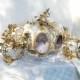 Fairy tale Cinderella  carriage  fairy tale  inspired Cinderella princess  gold carriage  for weddings, showers  match brooch bouquets ,