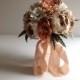 Peachy Keen Couture Silk and Silk Velvet Brooch Bouquet