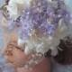 Wedding Fascinator White and Lavender Hairband Hat