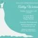 Bridal Shower Invitations, Aqua Blue, White, Wedding, Dress, Turquoise, Set of 10 Printed Cards, FREE Shipping, SIGOT, Simple Gown Aqua