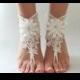 Beach wedding Barefoot Sandals İvory Wedding Barefoot Sandals, Lace Barefoot Sandals, Bridal Lace Shoes, Floral Shoes, Anklet, Bridesmaid - $29.90 USD
