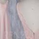 2017 Peach Chiffon Bridesmaid Dress, Lace Scoop Neck Wedding Dress, V Back Prom Dress with Belt, Prom Dress Floor Length (L295)