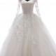 V- Neck Long Sleeve Lace Appliques Ball Gown Wedding Dress