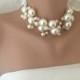 Handmade Brides Statement Pearl Choker , Weddings Pearl Necklace with Satin Ribbon - $68.00 USD