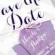 Save The Date, Chevron Save The Date Invitation, Destination Wedding Save The Date Card, Save The Date Announcement, Purple, Lilac, Gray