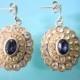 Blue Rhinestone Earrings, Sapphire, Pierced Earrings, Wedding Jewelry, Rhinestone Bridal Earrings, Sparkly Earrings, Diamante Earrings, Deco