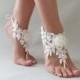 Beach wedding Barefoot Sandals İvory Wedding Barefoot Sandals, Lace Barefoot Sandals, Bridal Lace Shoes, Floral Shoes, Anklet, Bridesmaid - $26.90 USD