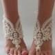 Pearl Bridal Barefoot Sandals, Wedding Barefoot Sandals, Beach Wedding Barefoot Sandal, Footless Sandal Bridal Foot Jewelry, - $45.90 USD