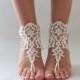 ivory lace barefoot sandals, FREE SHIP, beach wedding barefoot sandals, bridal accessory, lace shoes, bridesmaid gift, beach shoes - $27.90 USD