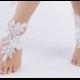 beach wedding barefoot sandals white lace barefoot sandals, FREE SHIP, , belly dance, lace shoes, bridesmaid gift, beach shoes - $28.90 USD