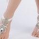 SANDALS Rhinestone Bridal Anklets Flexible Ankle Barefoot Sandals, FREE SHIPPING Beach Wedding Barefoot Sandals, Beach Shoes Beach Sandles - $52.90 USD