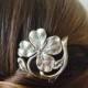 Silver clover hair comb, shamrock hair accessory, Irish wedding hair pin