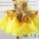 Gold Gold Glitz Pageant Dress Toddler Performing Dress, one shoulder Dancing Dress, Baby Easter Dress, Infant Baby Thanksgiving Dress, LG012