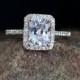 Light Pink Sapphire & Diamond Emerald Radiant Halo Engagement Ring 2ct 8x6mm 14k 18k White Yellow Rose Gold-Platinum-Custom-Wedding
