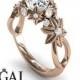 Rose Gold Engagement Ring Moissanite Engagement Ring Nature Inspired Ring Flower Ring Art Deco Ring Rose Gold Engagement Ring - Katherine