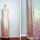 SHIMMERING Opalescent Sequin Gown // Iridescent Rainbow Pink Sequined Beaded Dress
