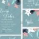 Wedding invitation set of cards template with roses