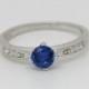 Lab Blue sapphire solitaire ring - available in white gold or sterling silver - engagement ring - wedding ring
