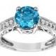 ON SALE Blue Diamond Engagement Ring 1.60 Carat 14K White Gold Certified Handmade