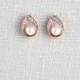 Rose Gold Bridal earrings, Rose Gold Bridesmaid earrings, Wedding jewelry, Pearl stud earrings, Crystal earrings, Wedding earrings, Simple