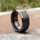 SALE!! SALE!! Gunmetal Beveled Edge Brushed and Polished Tungsten Carbide Ring • Men's 8mm Wedding Band • Size 8-11.5 • (SKU: 348GUP)