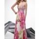 Pink Floral Chiffon Prom Dress Alyce Designs 6628 with Sequins - Brand Prom Dresses
