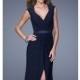 Slit Open Back Gown by La Femme 20539 - Bonny Evening Dresses Online 