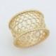 Filigree gold ring, lace gold ring, Gold Filigree Band, Infinity gold ring, Textured gold ring, Wide gold ring, Wide Wedding Band - $230.00 USD
