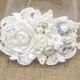 Vintage Inspired Bridal Clip- Lace Wedding Hair Piece- Wedding Hair Accessories- Ivory Bridal Comb-Statement Hairclip- Bridal Hair Accessory