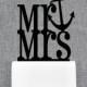 Mr and Mrs Cake Topper with Anchor Accent – Nautical Wedding Cake Topper Available in 15 Colors and 6 Glitter Options- (T110)
