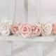 Flower crown - white and pink headpiece - white blush flower wedding hair accessories - floral hair wreaths for girls - garland