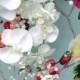 Wedding bridal bouquet wear over your wrist white ivory orchid artificial silk flowers pearls unique design cascade bouquet shower spray