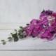 Wedding flowers silk bridal bouquet cascade bridal bouquet pink purple orchid hydrangea rose teardrop bouquet artificial bouquet jewelry