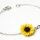 Sunflower Infinity Bracelet, Sterling Silver Bracelet, Sunflower Bridesmaid Jewelry, Sunflower Jewelry, Bridal Flowers, Bridesmaid Bracelet