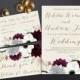 Printable Wedding Invitation, Floral Wedding Invitation, Anemone & Succulent Wedding Invitation, Gold Burgundy Wedding Invitation Boho
