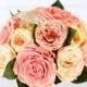 Preserved rose bridal bouquet, pink, peach, ivory, coral, yellow roses, garden roses, dry flowers, real flowers, garden rose bouquet,