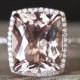 Morganite Engagement Ring VS 10*12mm Cushion Cut Morganite Ring Halo Diamonds Ring Half Eternity Stackable Gemstone Ring 14K Rose Gold Ring