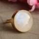 18k gold moonstone ring - Natural Moonstone Ring - Round ring - Gold Bezel ring - Gemstone ring  - Gift for her